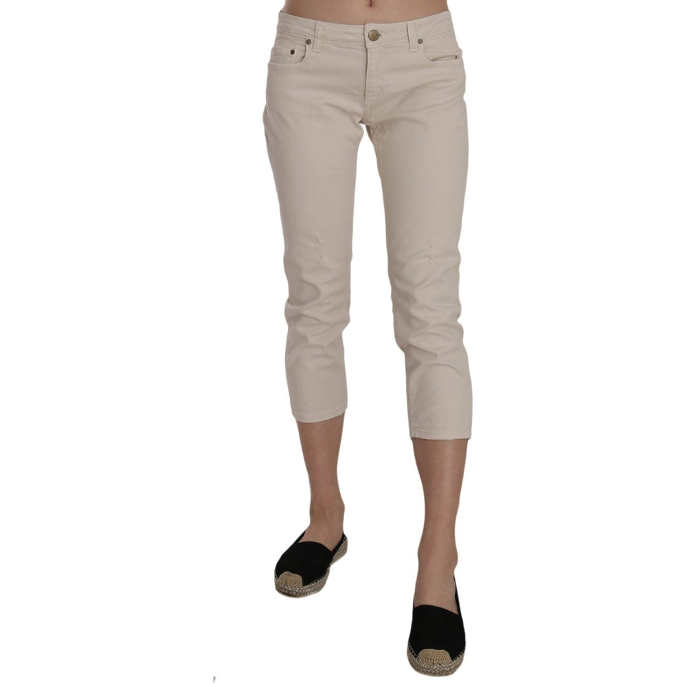 Dondup Beige Cotton Stretch Low Waist Skinny Cropped Capri Jeans PAN70211-29