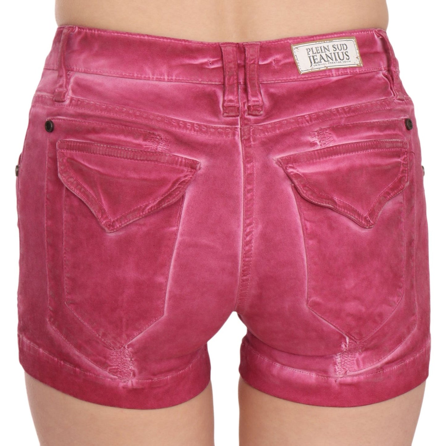 PLEIN SUD Pink Mid Waist Cotton Mini Denim Shorts PAN70241-36