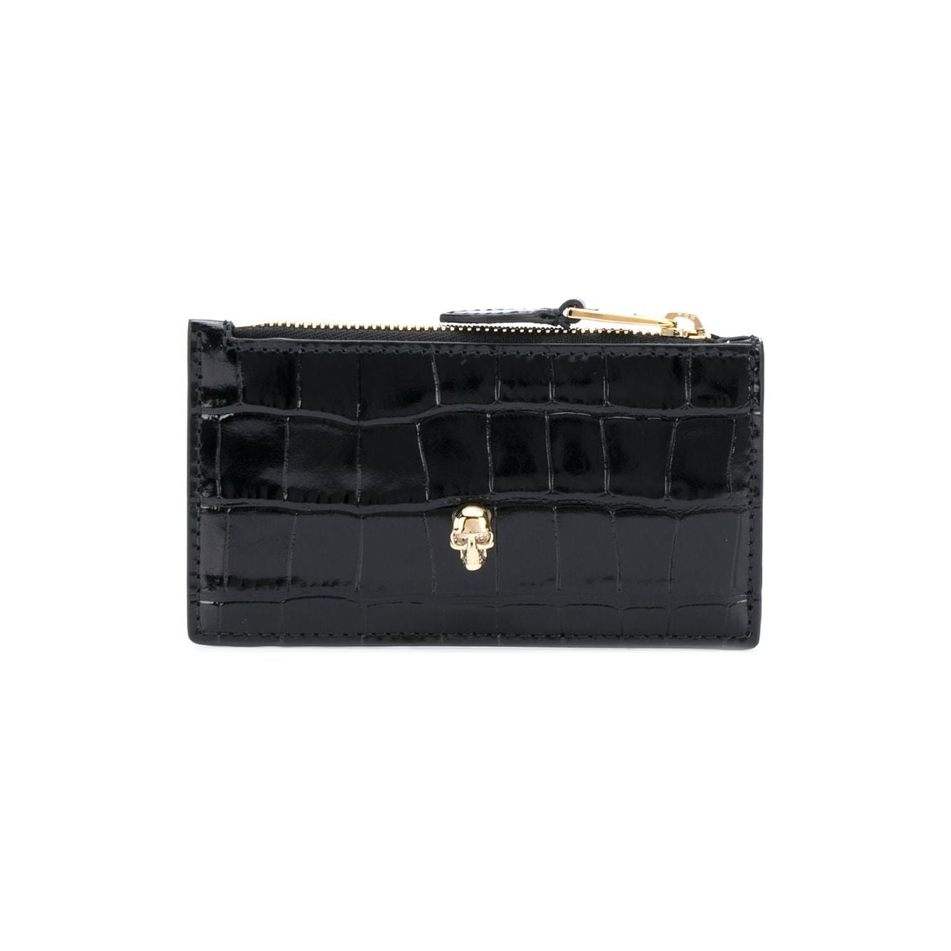 Alexander McQueen Skull zipped leather card case 6320371JMFG1050