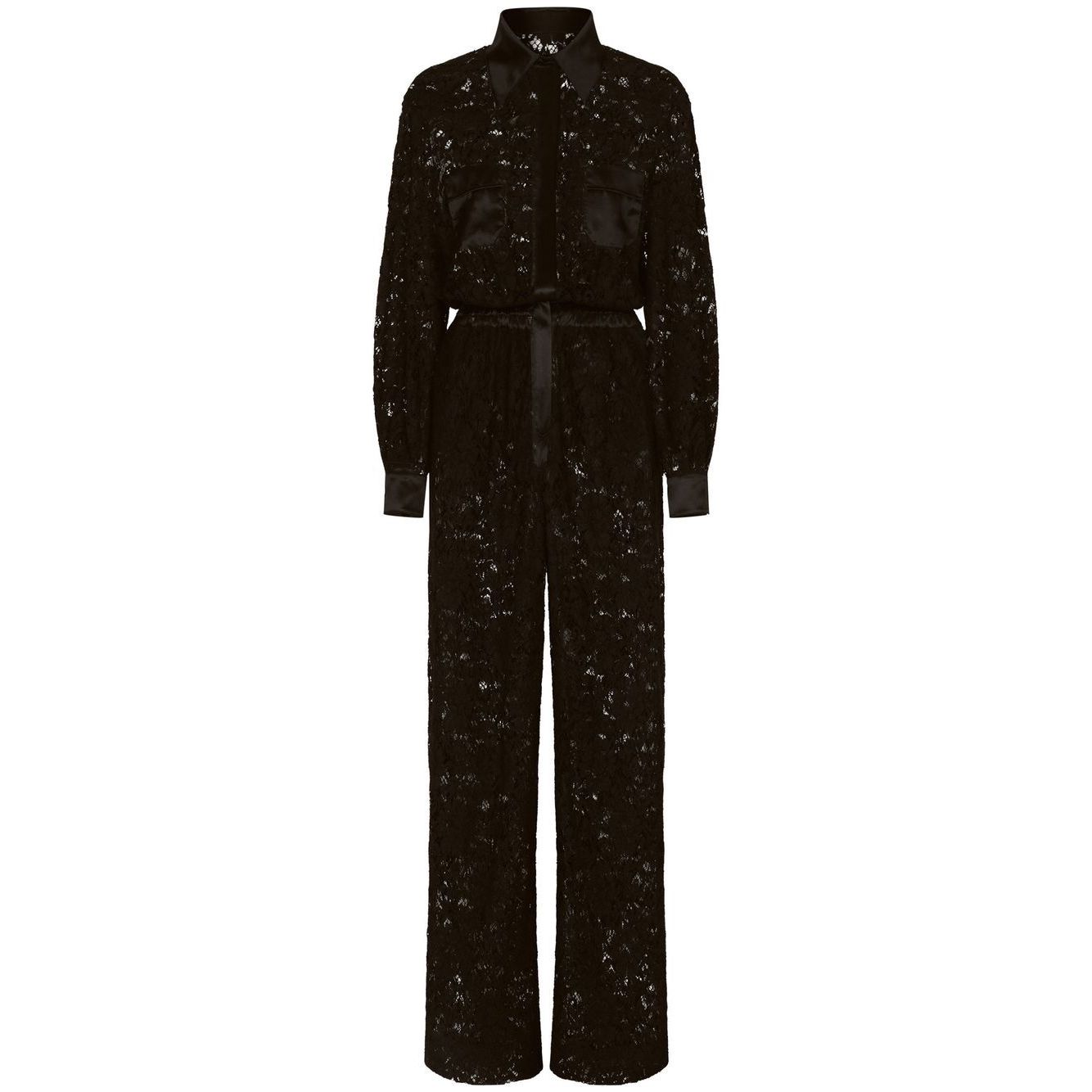 Dolce & Gabbana lace-trim long-sleeve jumpsuit Jumpsuits