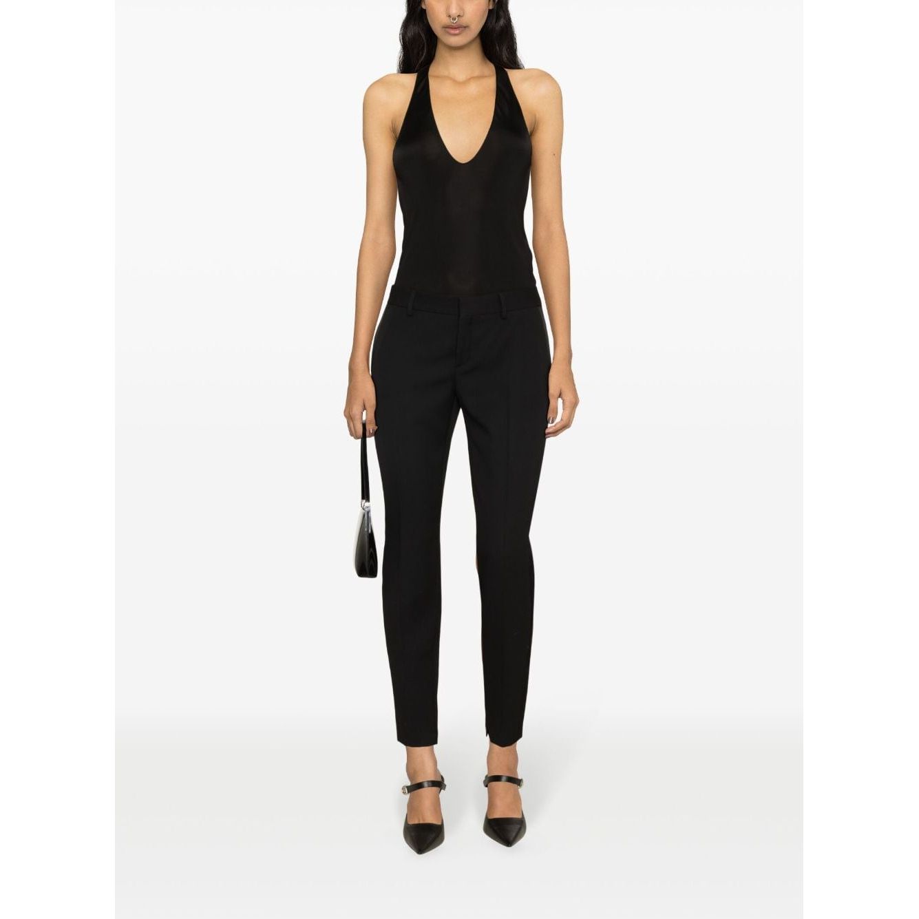 Saint Laurent plunging satin tank top 770861Y7F981000