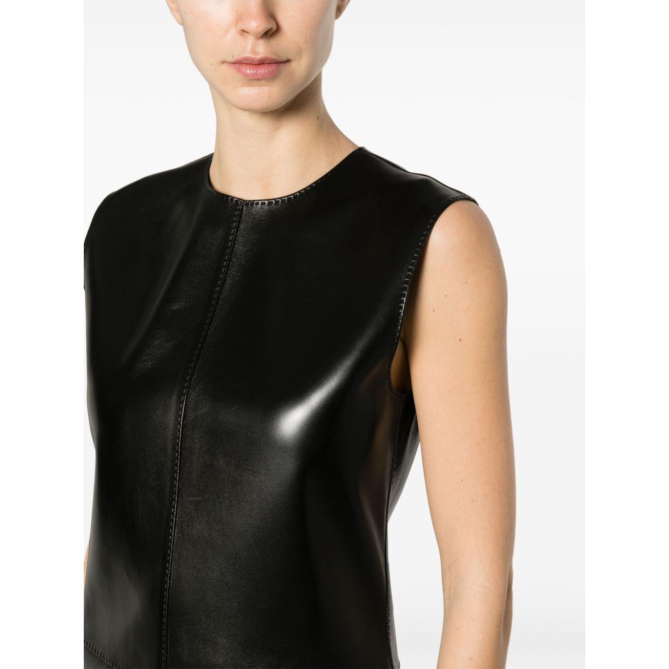 Saint Laurent Sleeveless Leather Minidress 762907YC2TF1000