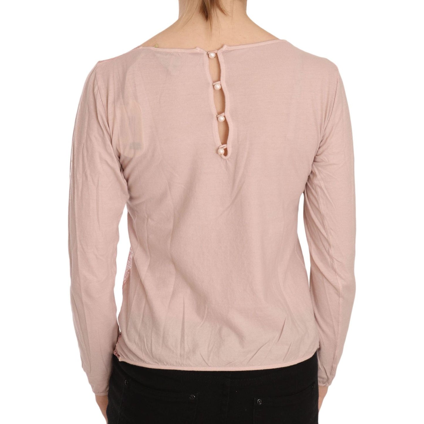 PINK MEMORIES Pink Lace See Through Long Sleeve Top Blouse TSH3453-42
