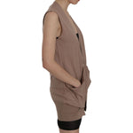 PINK MEMORIES Brown 100% Cotton Sleeveless Cardigan Top Vest TSH3458-42