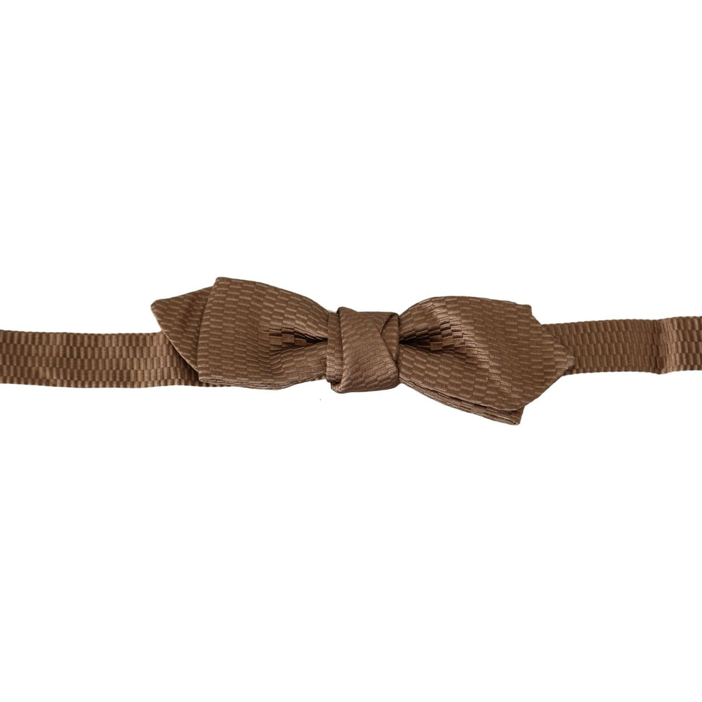 Dolce & Gabbana Men Brown Gold Adjustable Neck Papillon Bow Tie FT2008