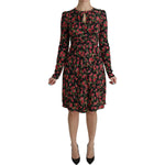 Dolce & Gabbana Black Floral Longsleeve Knee Length Dress DR2088-38