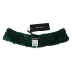 Dolce & Gabbana Green Fur Neck Collar Wrap Lambskin Scarf MS5582
