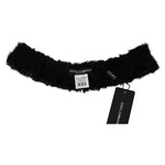 Dolce & Gabbana Black Fur Neck Collar Wrap Lambskin Scarf MS5586