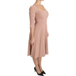 Dolce & Gabbana Pink 3/4 Sleeves A-line Viscose Dress DR2100-38