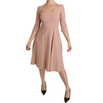 Dolce & Gabbana Pink 3/4 Sleeves A-line Viscose Dress DR2100-38