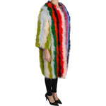 Dolce & Gabbana Multicolor Turkey Feather Cape Fur Coat JKT2511-42