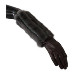 Dolce & Gabbana Brown Mid Arm Length Leather Fur Gloves LB1011-7.5
