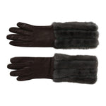 Dolce & Gabbana Brown Mid Arm Length Leather Fur Gloves LB1011-7.5