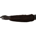 Dolce & Gabbana Brown Elbow Length Mittens Leather Fur Gloves LB1018-7.5