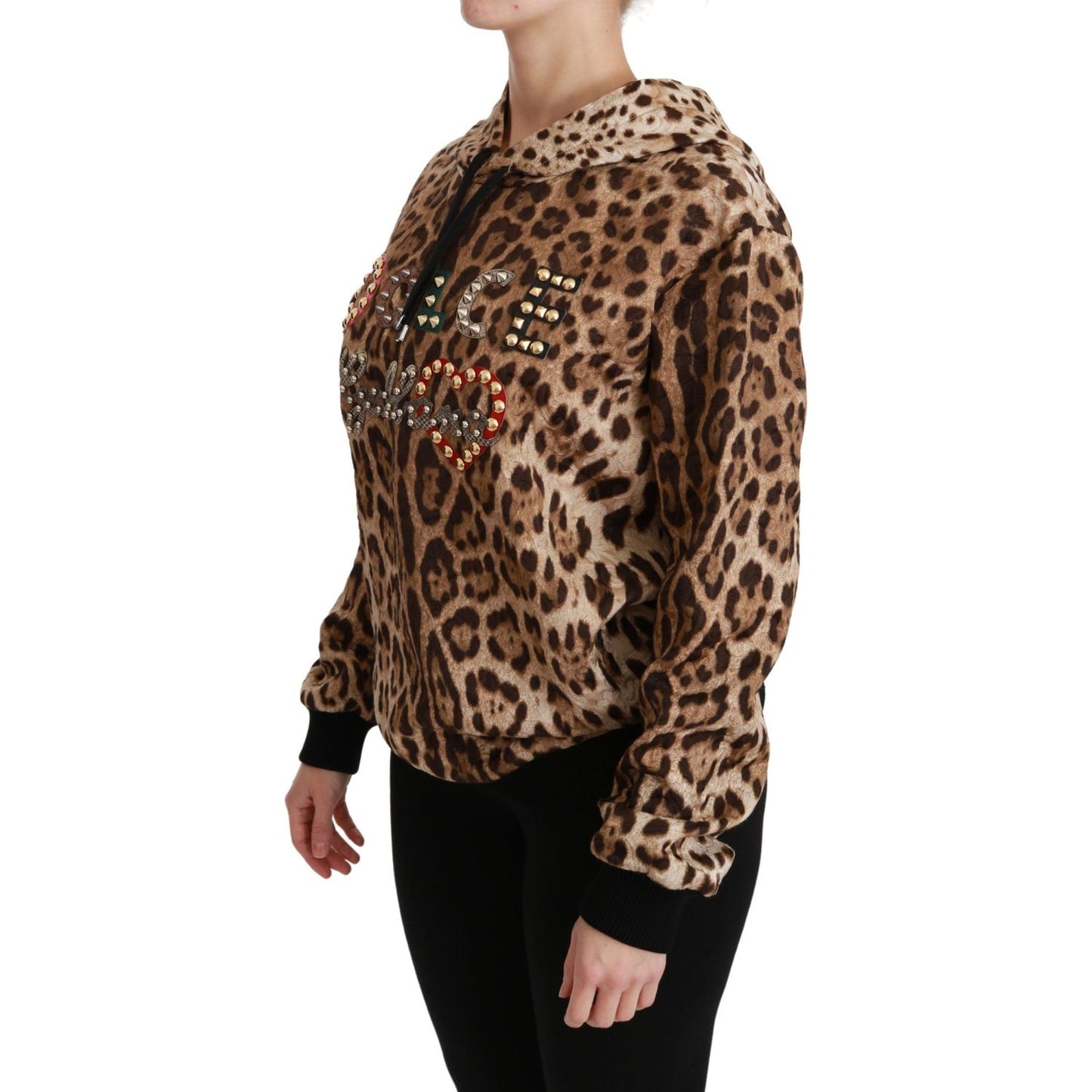 Dolce & Gabbana Brown Hooded Studded Ayers Leopard Sweater TSH4420-36