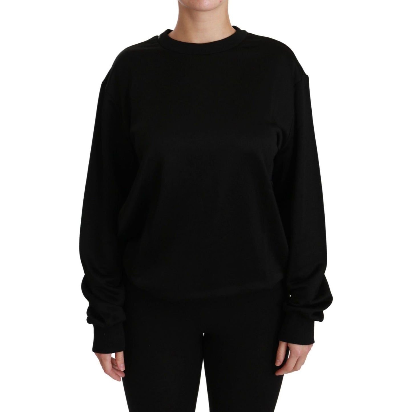 Dolce & Gabbana Black Cotton Crewneck Pullover Sweater TSH4422-38