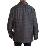 Dolce & Gabbana Navy Blue Patterned Double Breasted Coat Jacket JKT2589-IT4
