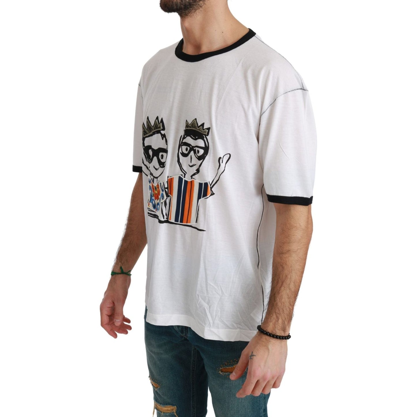 Dolce & Gabbana White Men Print #dgfamily Cotton T-shirt