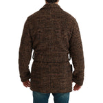 Dolce & Gabbana Brown Checkered Wool Robe Coat Wrap Jacket JKT2623-44
