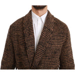 Dolce & Gabbana Brown Checkered Wool Robe Coat Wrap Jacket JKT2623-44