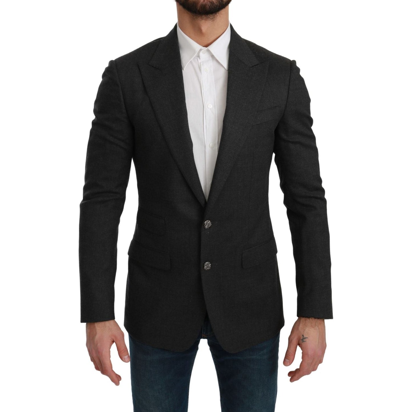 Dolce & Gabbana Gray NAPOLI Slim Fit Jacket Wool Blazer KOS1772-46