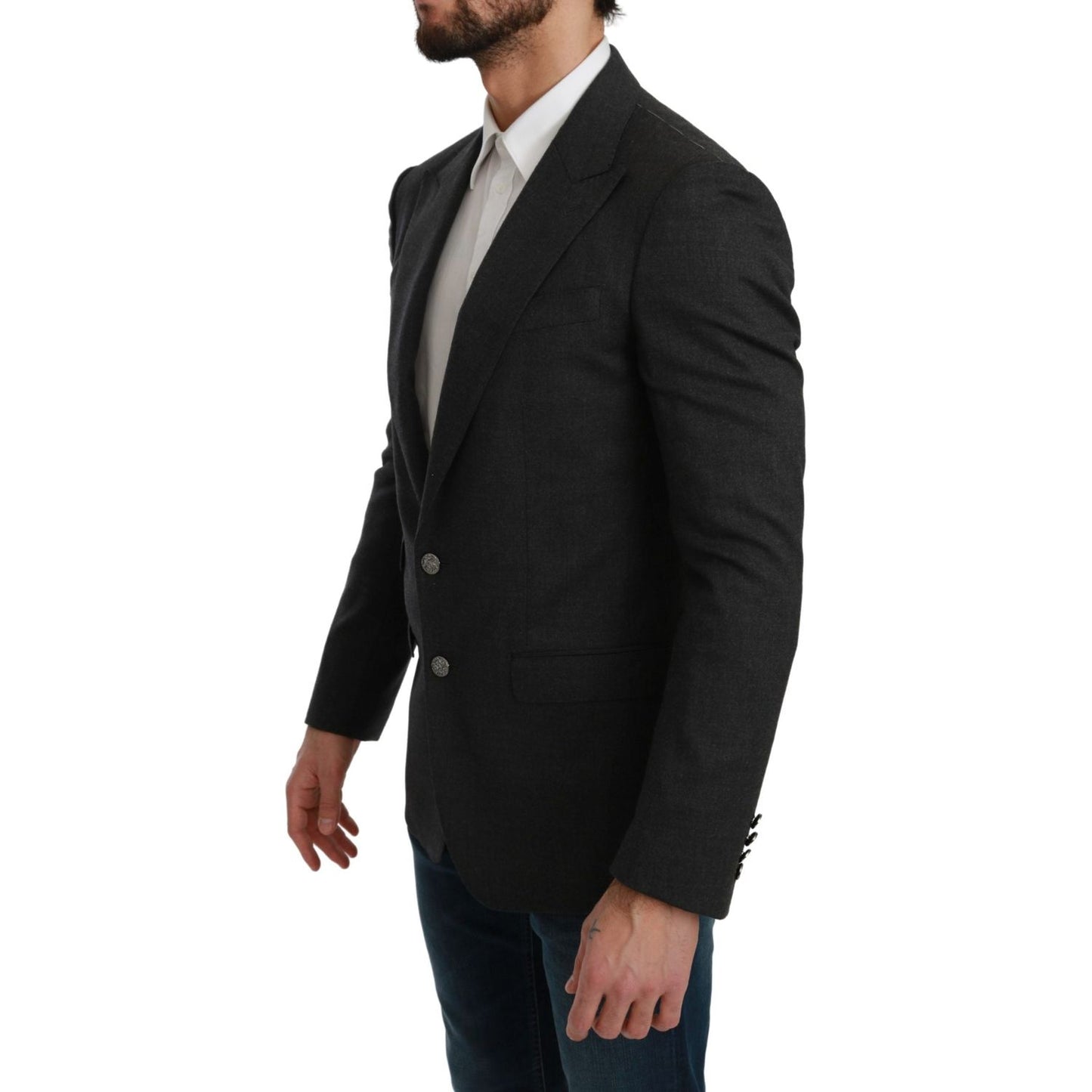 Dolce & Gabbana Gray NAPOLI Slim Fit Jacket Wool Blazer KOS1772-46