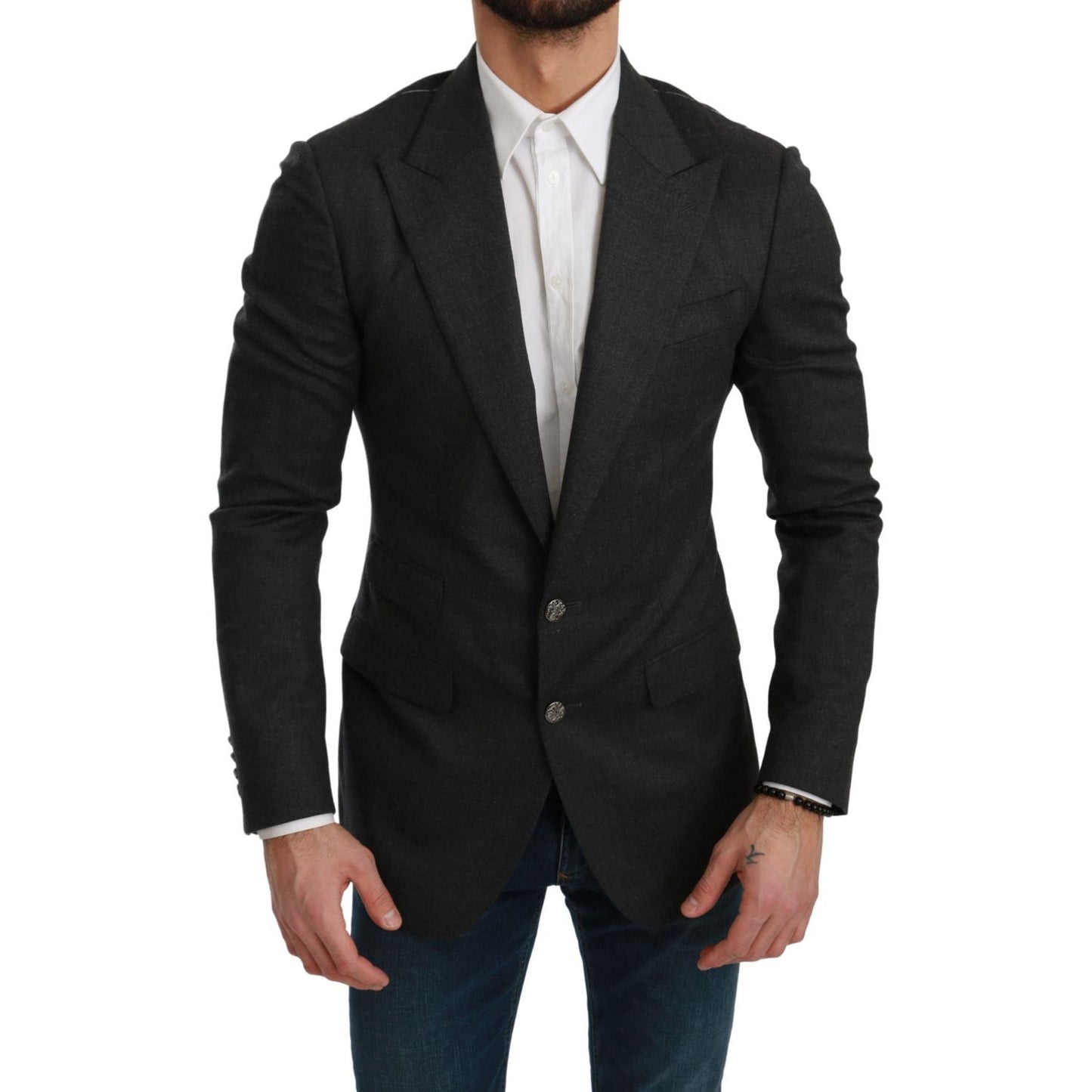 Dolce & Gabbana Gray NAPOLI Slim Fit Jacket Wool Blazer KOS1772-46