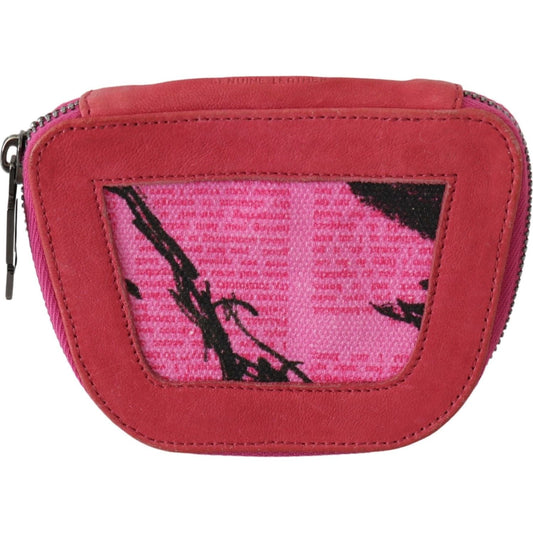 PINKO Pink Suede Printed Coin Holder Women Fabric Zippered Purse Purse