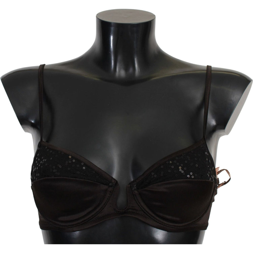 Ermanno Scervino Brown Sequined Balconcino Bra Underwear BIK767-It2
