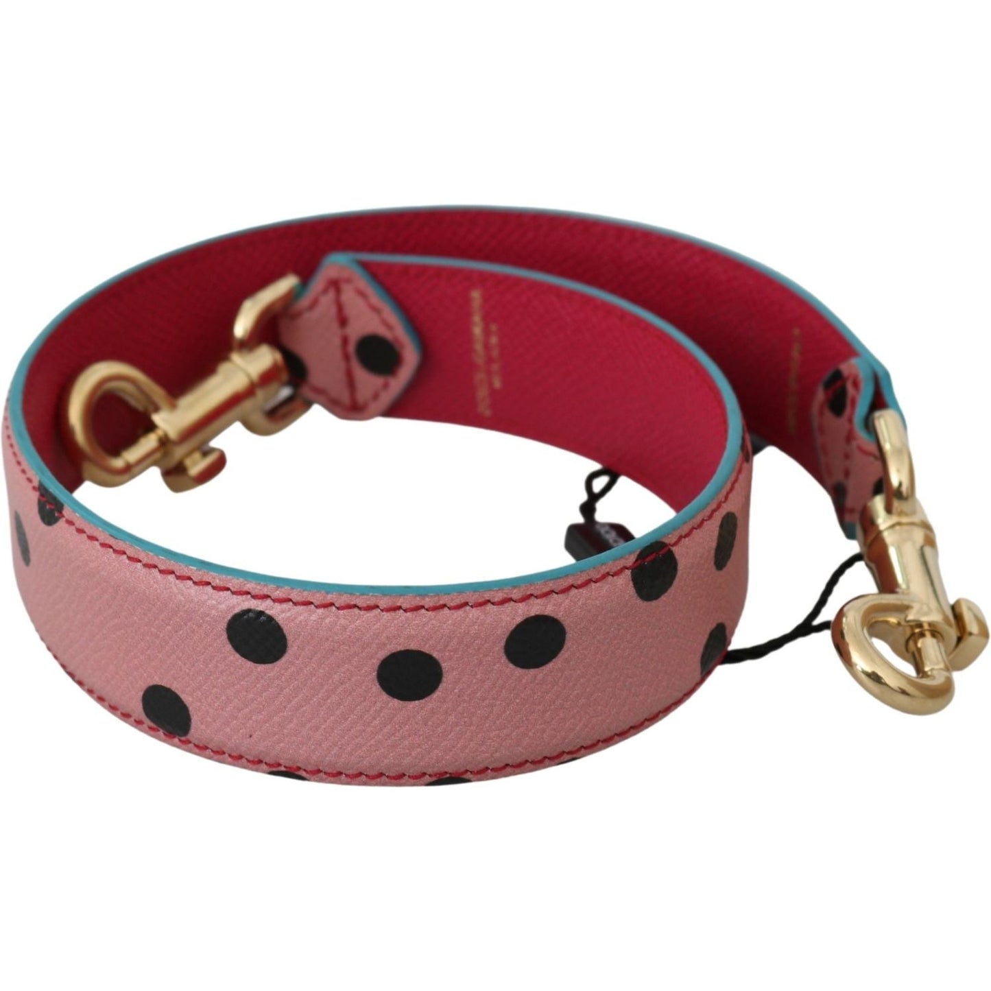 Dolce & Gabbana Pink Polka Dot Leather Shoulder Strap BEL60695