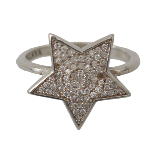 Nialaya Silver Womens Clear CZ Star 925 Ring Ring