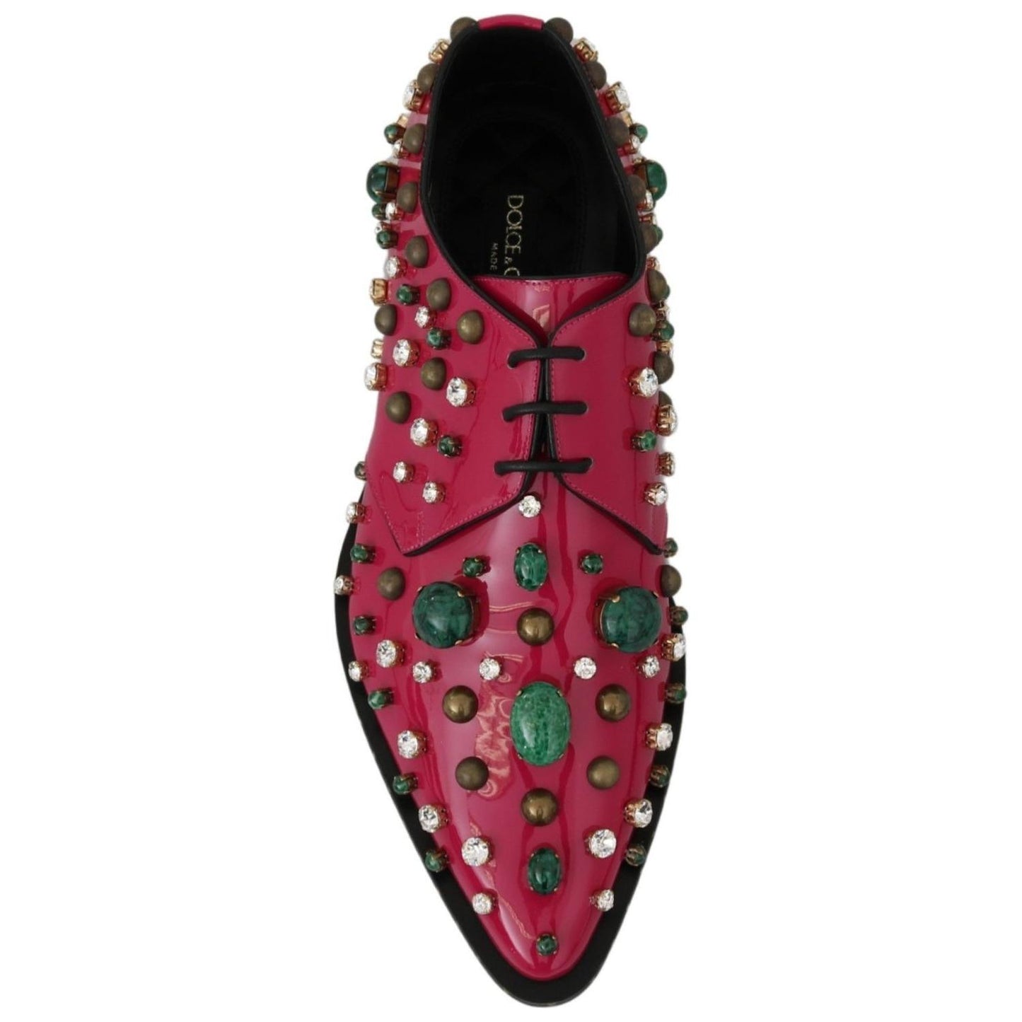 Dolce & Gabbana Pink Leather Crystals Dress Broque Shoes LA7218-41