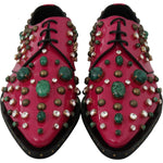 Dolce & Gabbana Pink Leather Crystals Dress Broque Shoes LA7218-41
