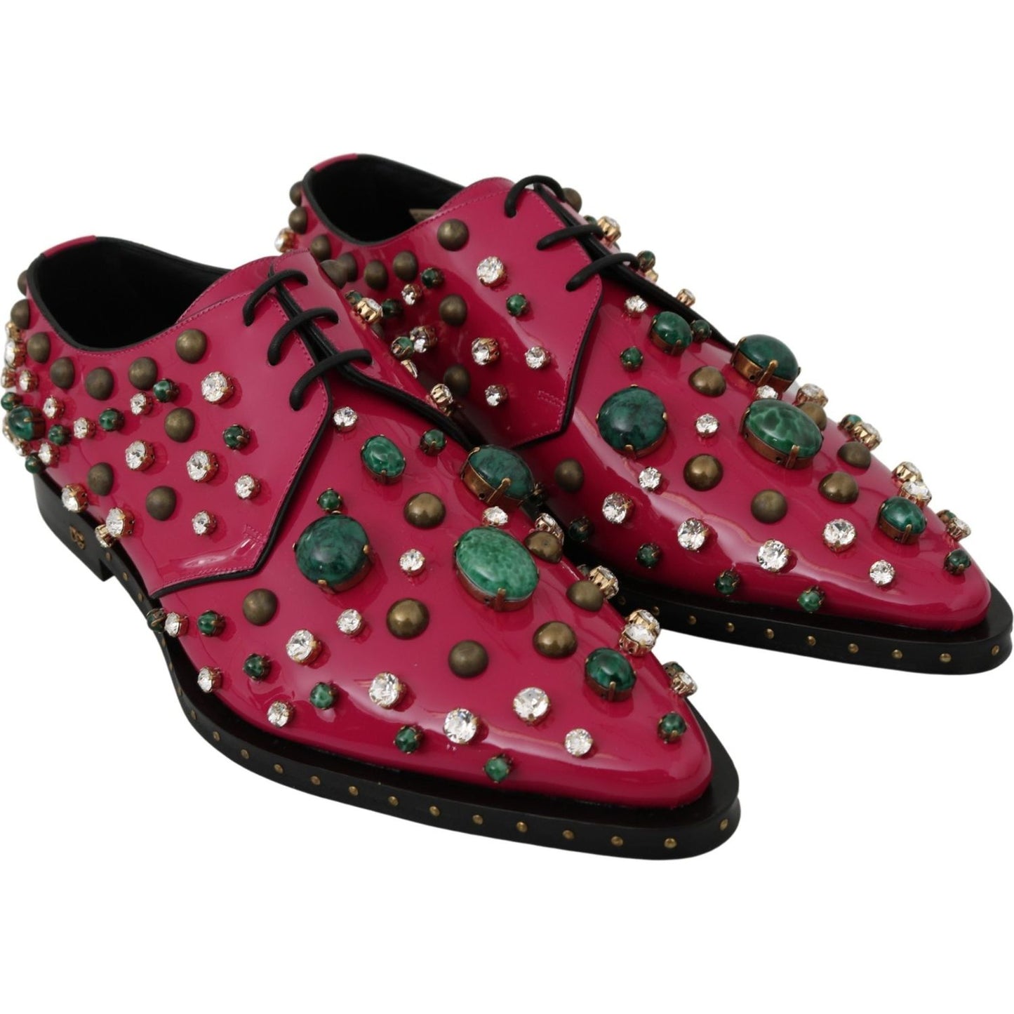 Dolce & Gabbana Pink Leather Crystals Dress Broque Shoes LA7218-41
