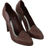 Dolce & Gabbana Brown Floral Crystal Heels CINDERELLA Shoes LA7285-39