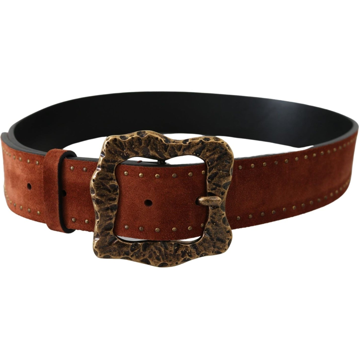 Dolce & Gabbana Brown Suede Leather Studded Baroque Belt BEL60802-90