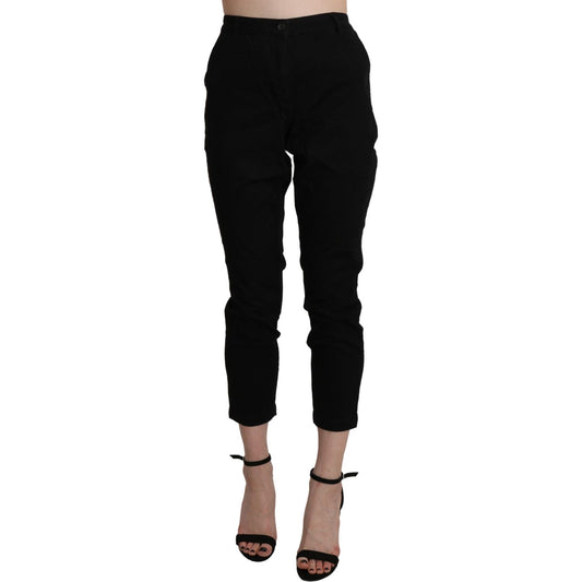 Acht Black High Waist Skinny Cropped Cotton Capri Pant Jeans & Pants