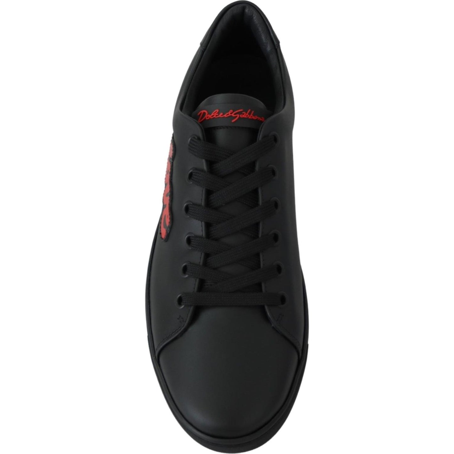 Dolce & Gabbana Black Leather Love Heart Sneakers Womens Shoes