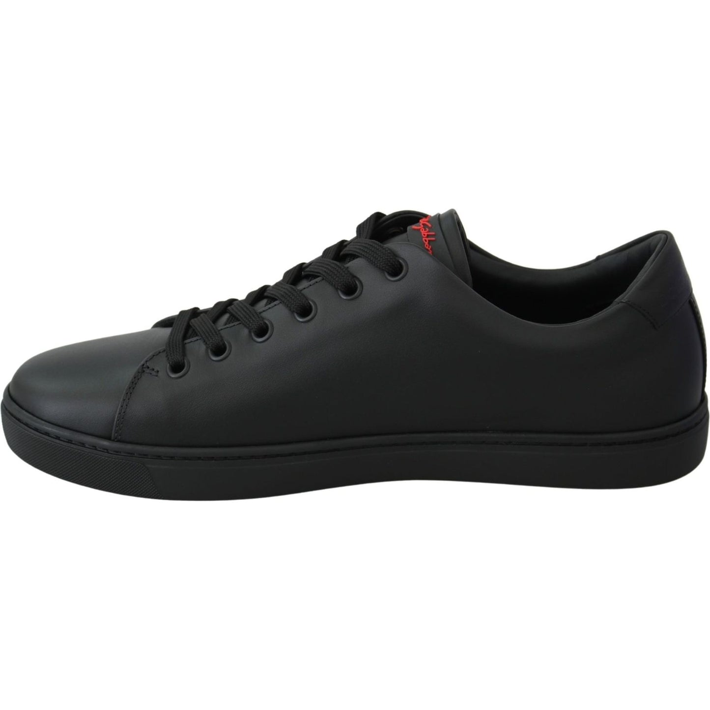 Dolce & Gabbana Black Leather Love Heart Sneakers Womens Shoes