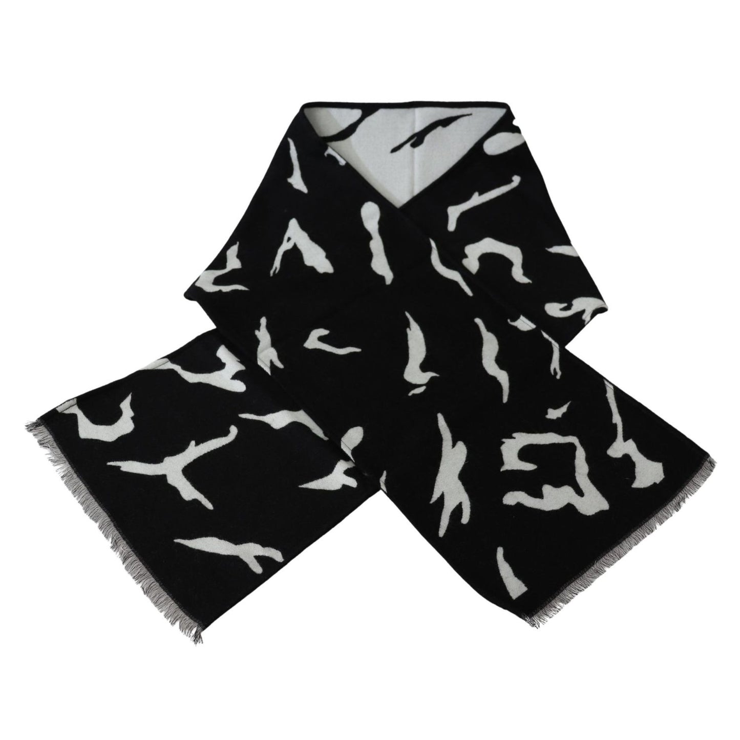 Givenchy Black White Wool Unisex Winter Warm Scarf Wrap Shawl Wool Wrap Shawls