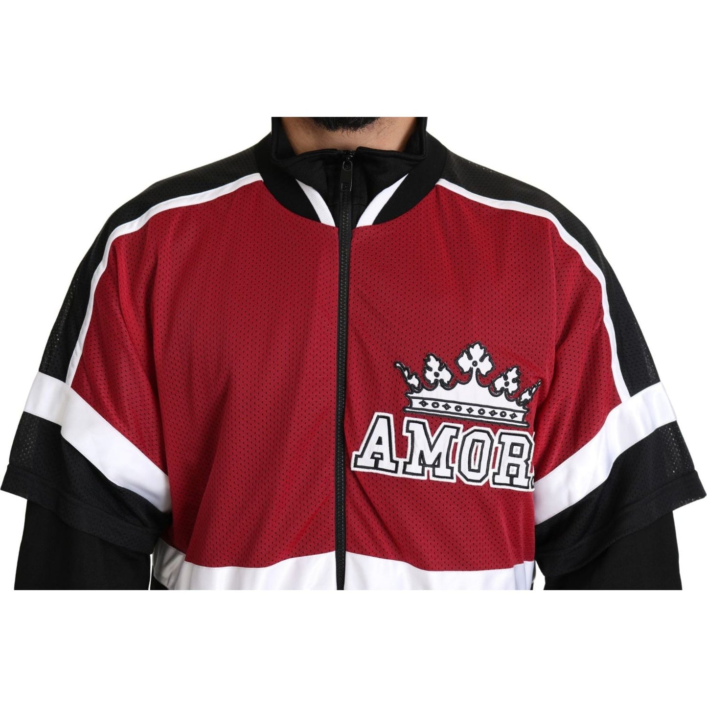 Dolce & Gabbana Red Black AMORE Sport Full Zipper Sweater JKT2696-48