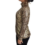Dolce & Gabbana Brown Leopard Fit Turtleneck Sequin Sweater TSH5689-46