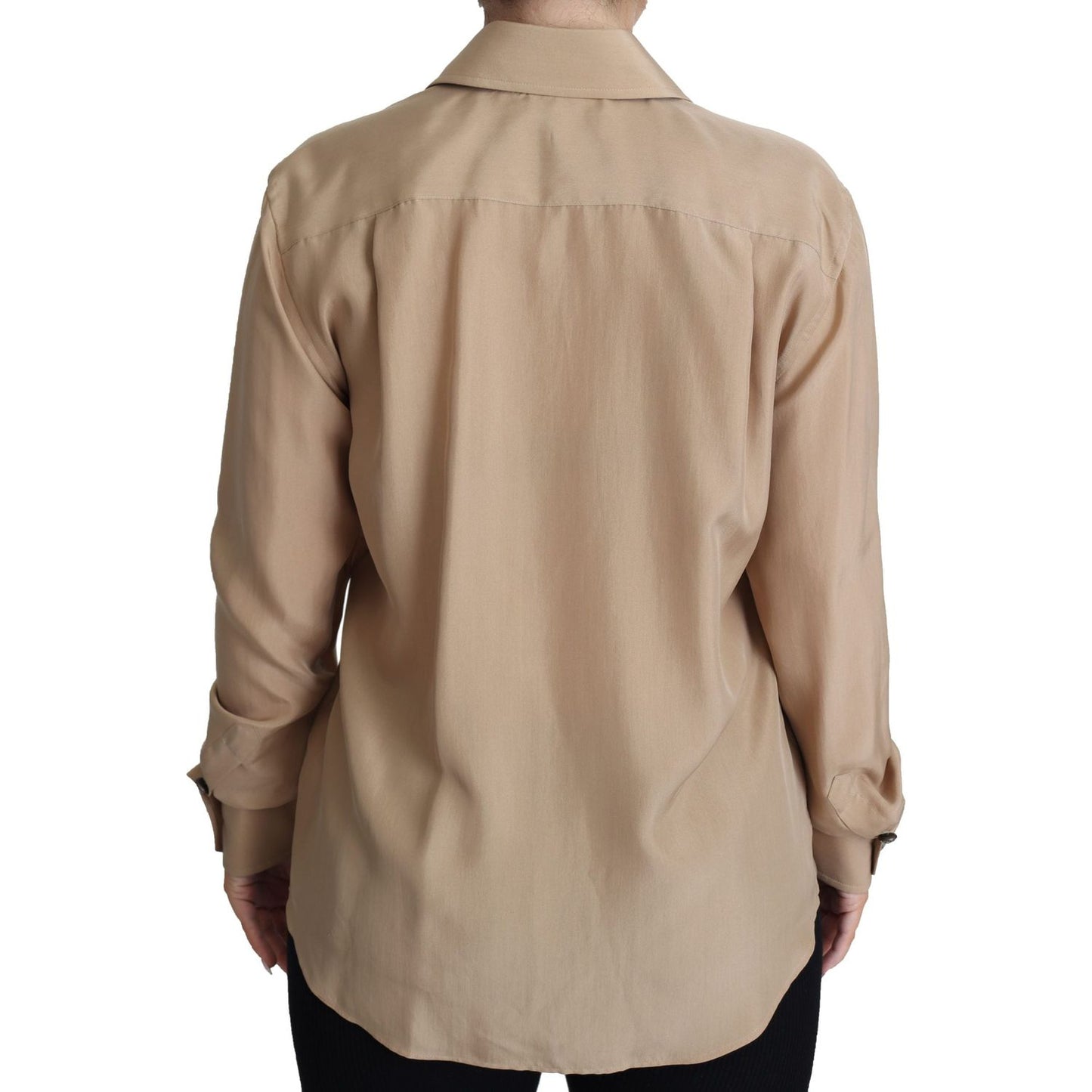 Dolce & Gabbana Beige Silk Shirt Decorative Buttons Top TSH5728-38