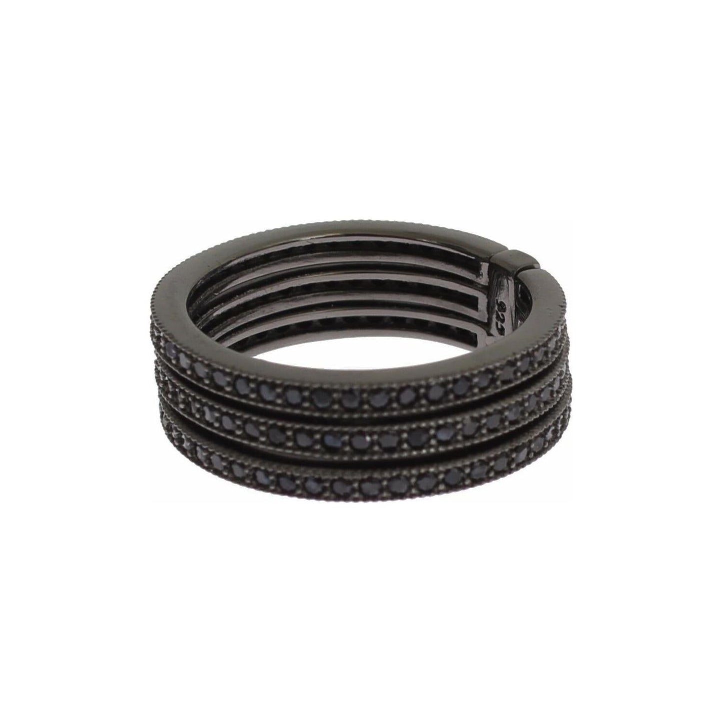 Nialaya Black CZ 925 Sterling Silver Womens Ring