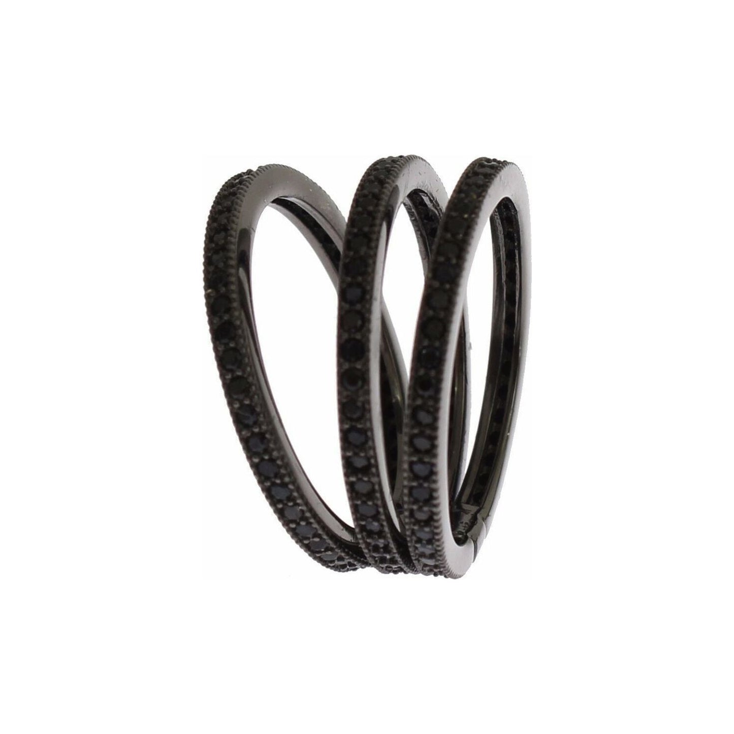 Nialaya Black CZ 925 Sterling Silver Womens Ring
