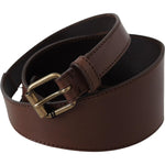 PLEIN SUD Brown Leather Gold Metal Buckle Belt BEL8066-130