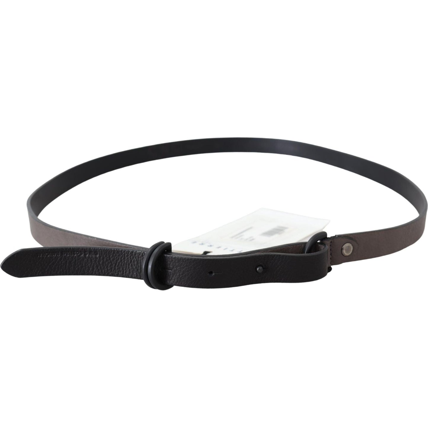 Costume National Brown Leather Skinny Round Buckle Belt BEL60955-100