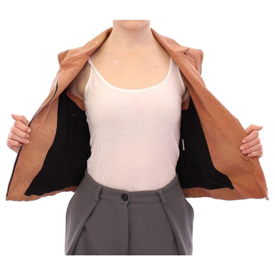 La Maison du Couturier Brown Leather Jacket Vest GSS10168-2