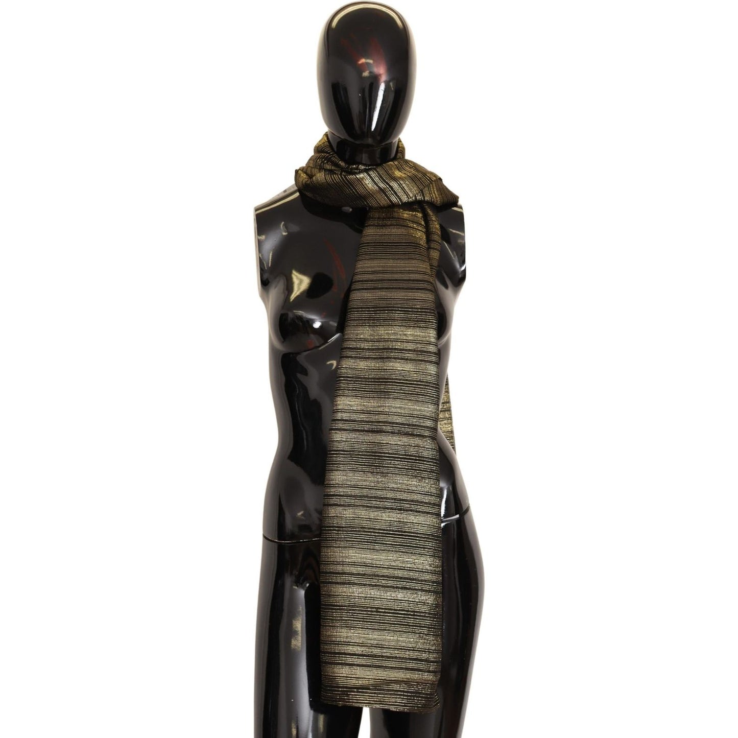 Dolce & Gabbana Metallic Gold Silk Stretch Shawl Wrap Scarf MS2157 BG