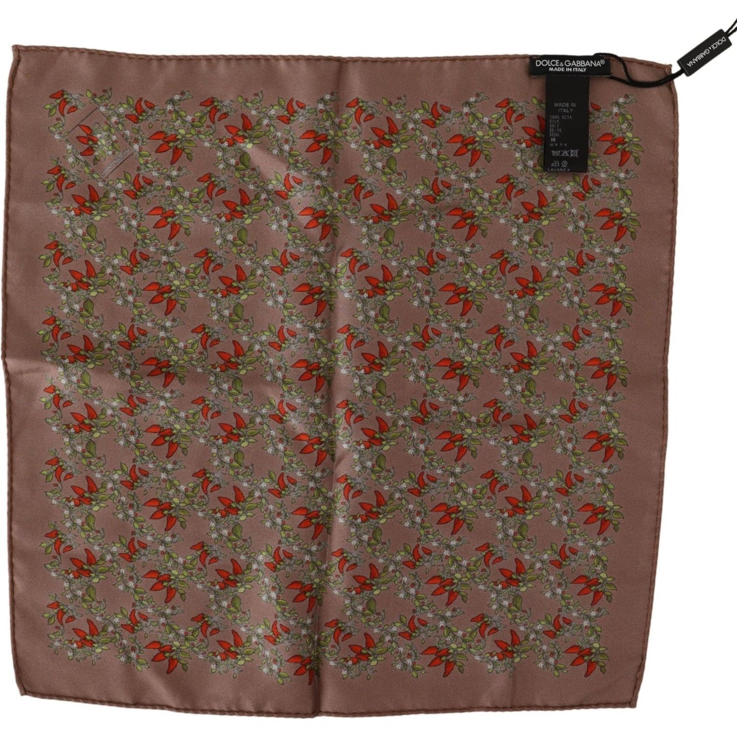 Dolce & Gabbana Brown Carrots Print Silk Handkerchief MS2186